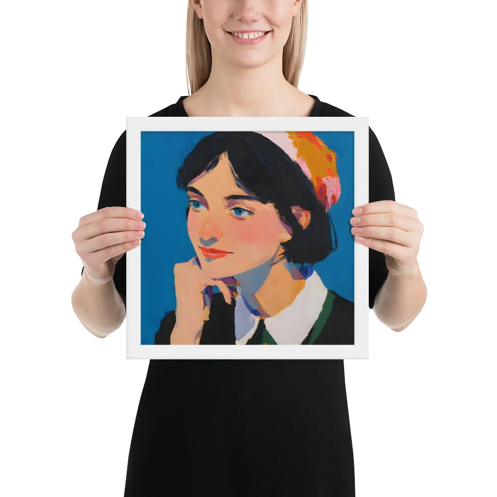 Blue Portrait 
 Poster with White Frame | 12″x 12″