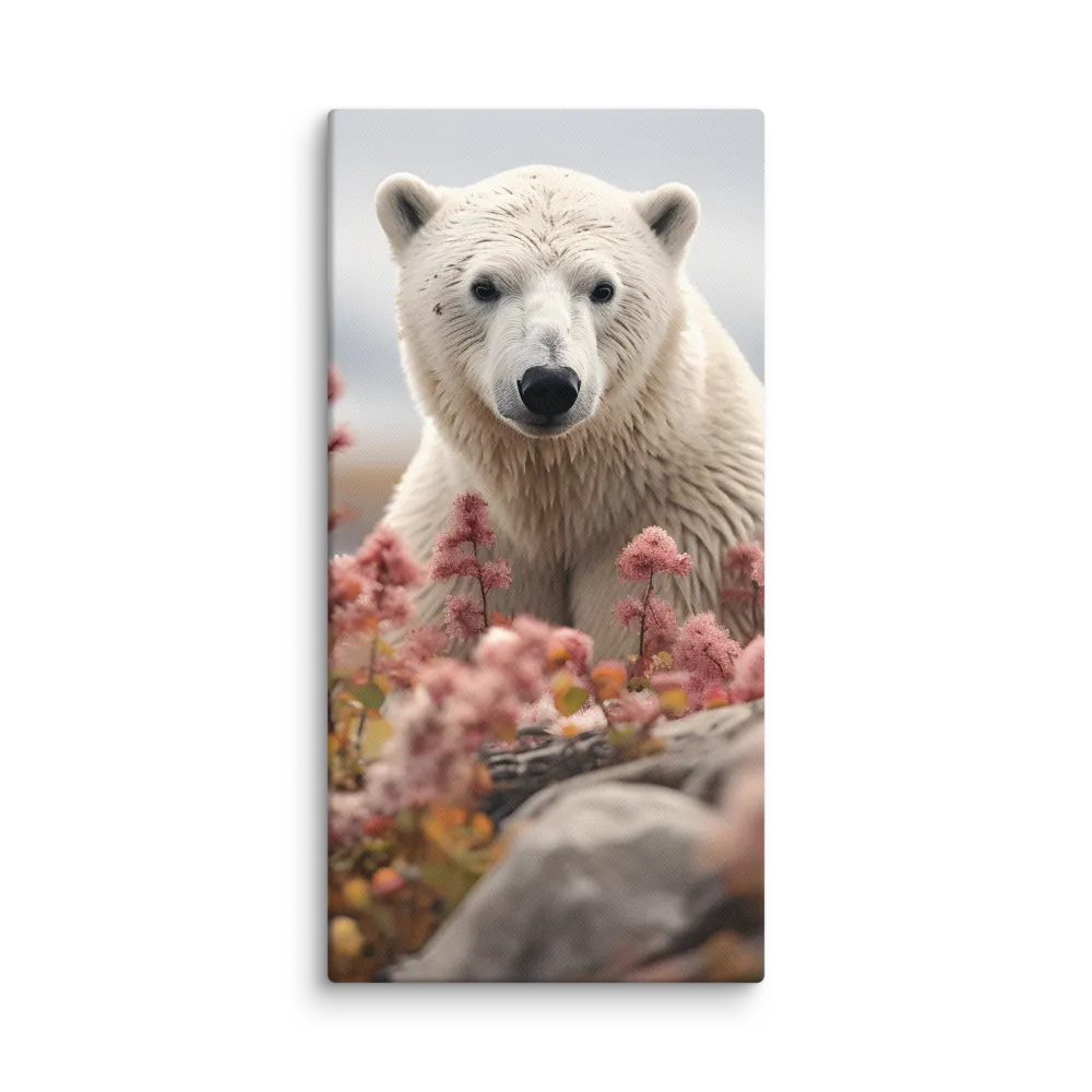 Curiosity Among Blooms: The Polar Bear | Canvas | 10″×20″