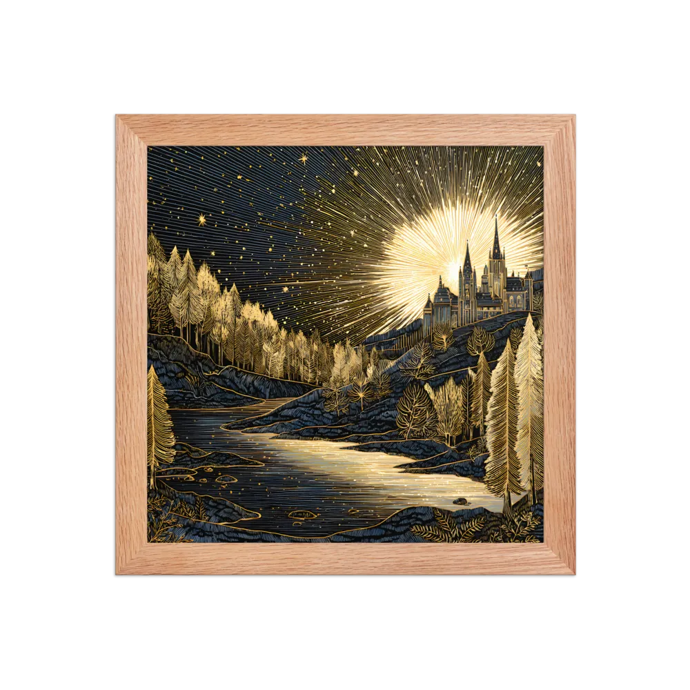 Gilded Castle at Dawn 
 Poster with Red oak Frame | 10″x 10″