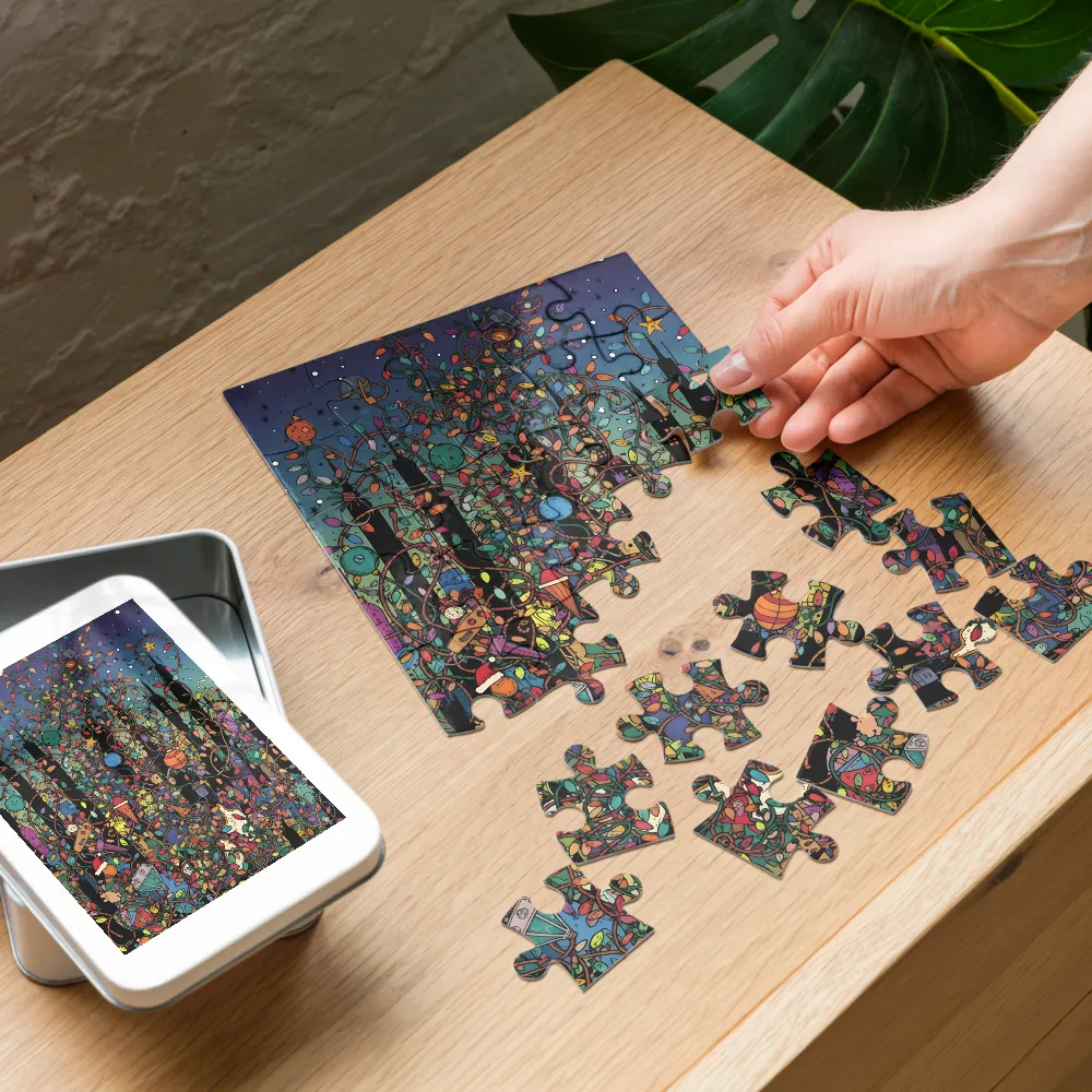 Tangled Holiday Lights 
 Jigsaw Puzzle in Tin Box