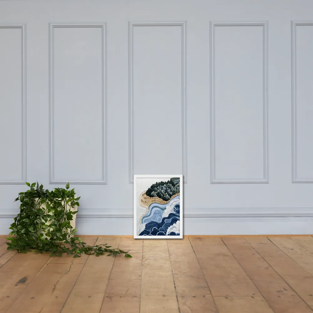 Oceanic Harmony: A Tranquil Landscape | Poster with White Frame | 12″×16″