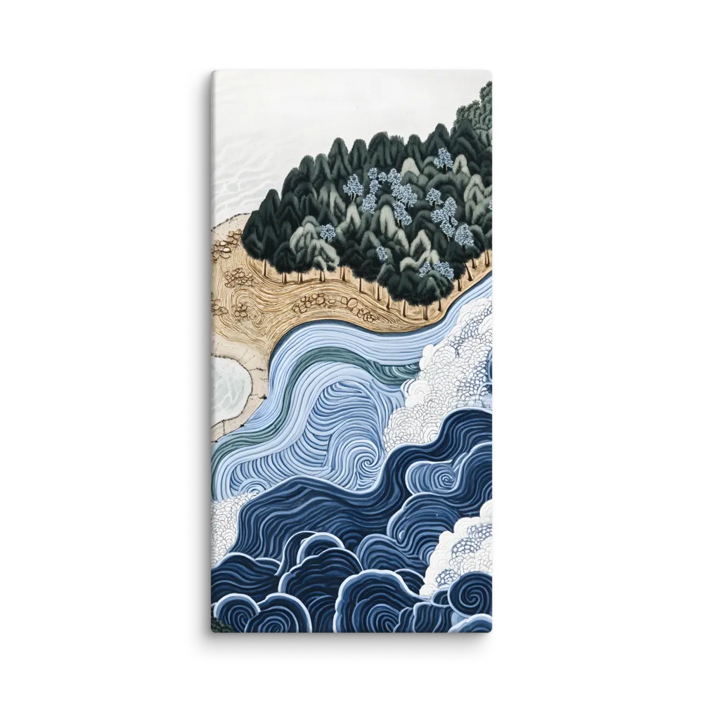 Oceanic Harmony: A Tranquil Landscape | Canvas | 24″×48″