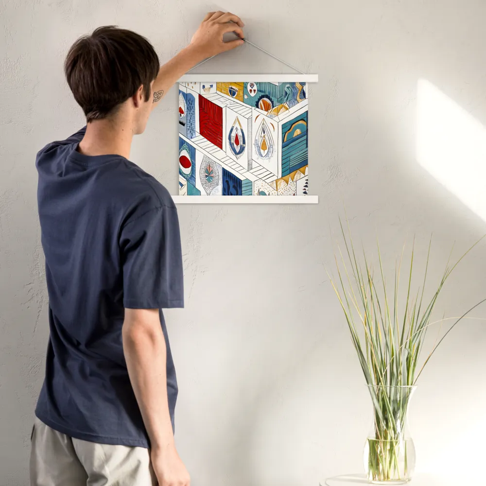 Symphony of Geometric Harmony | Poster With White Wood Hanger | 14″×14″