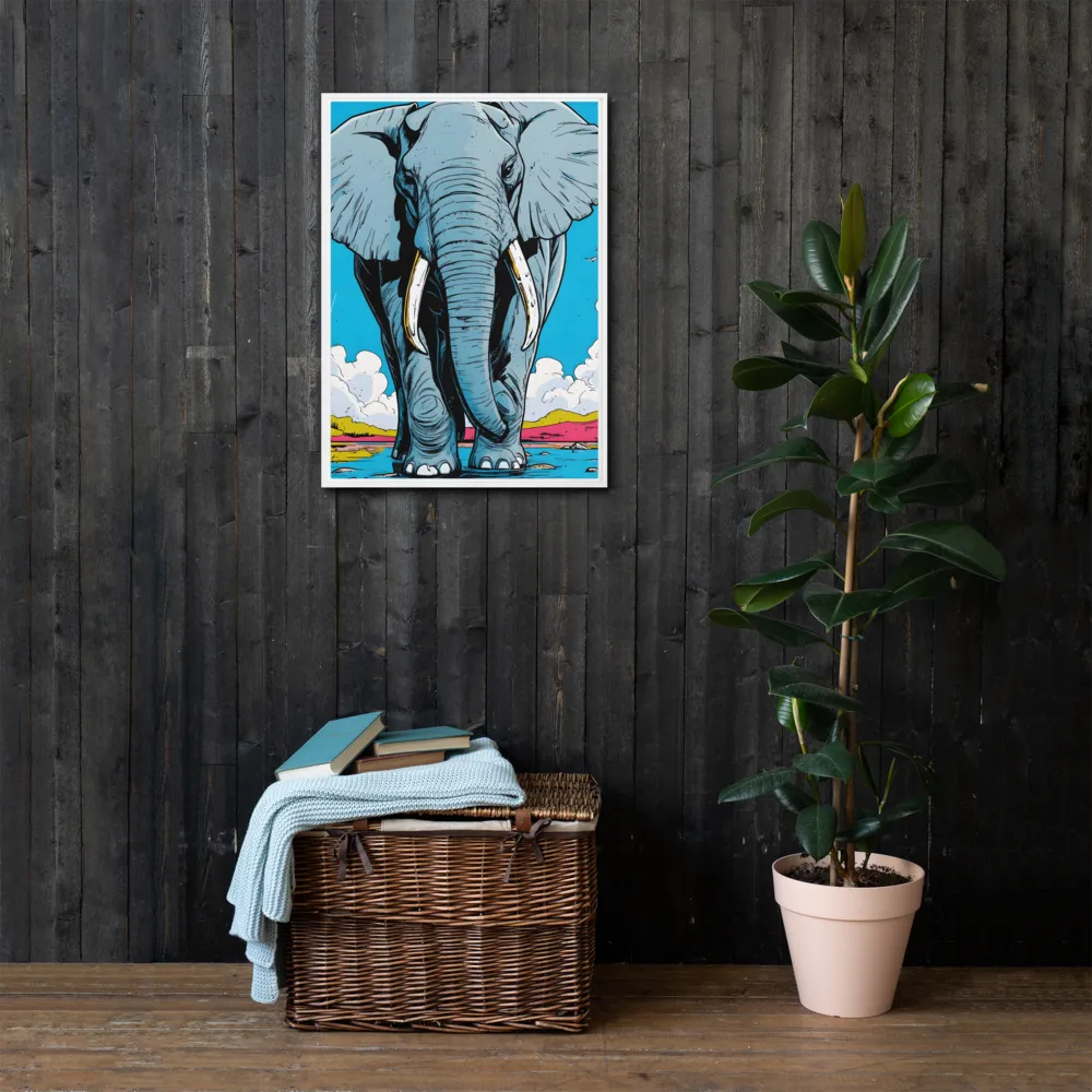 Majestic Presence: The Elephant | Canvas with White Frame | 20″×28″