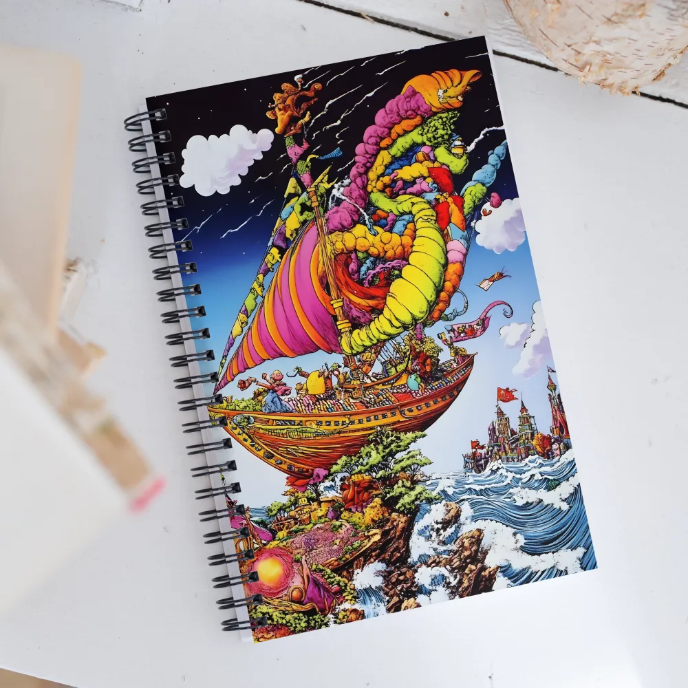 Voyage of Whimsy: A Surreal Sailor's Dream | Spiral Notebook