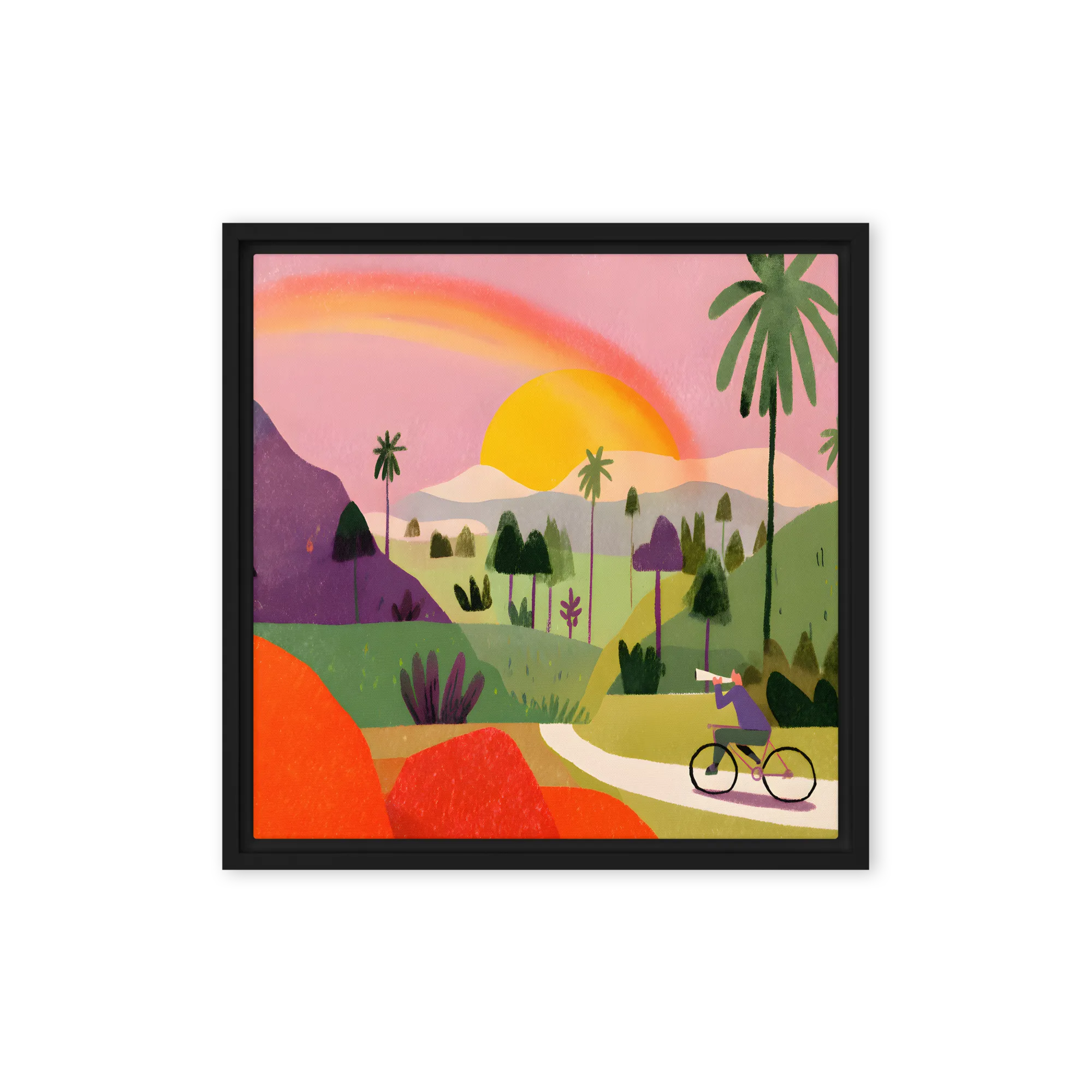 Sunlit Bicycle Ride 
 Canvas with Black Frame