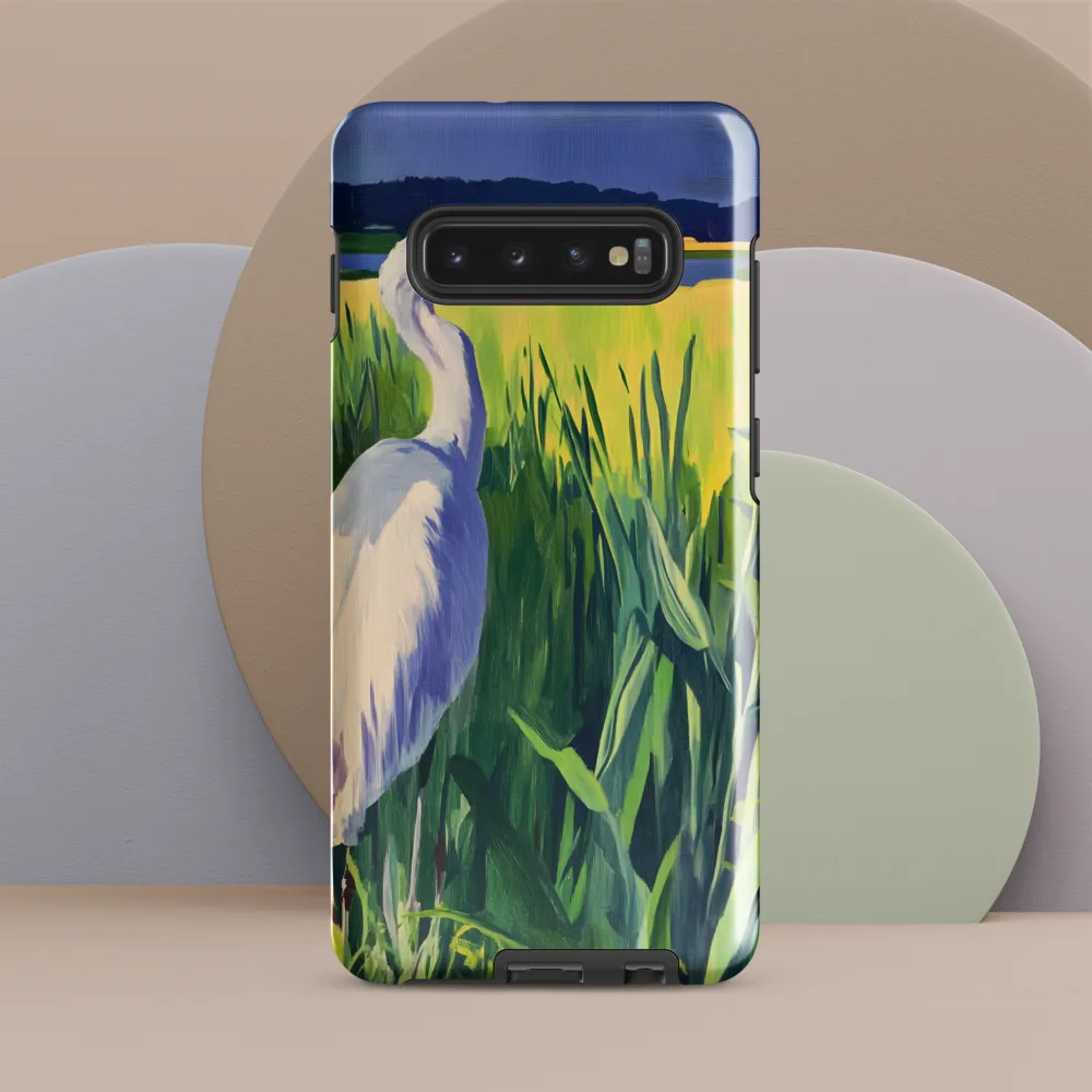 Graceful Presence: The Heron in the Meadow | Phone Case |  S10 Plus | Tough Case | Glossy