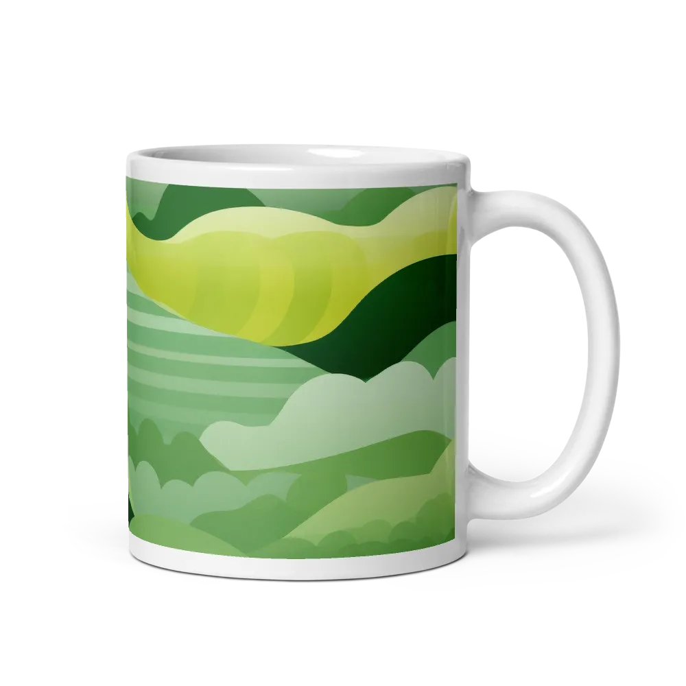 Tranquility in Green Waves | Mug with White inside | 11 oz