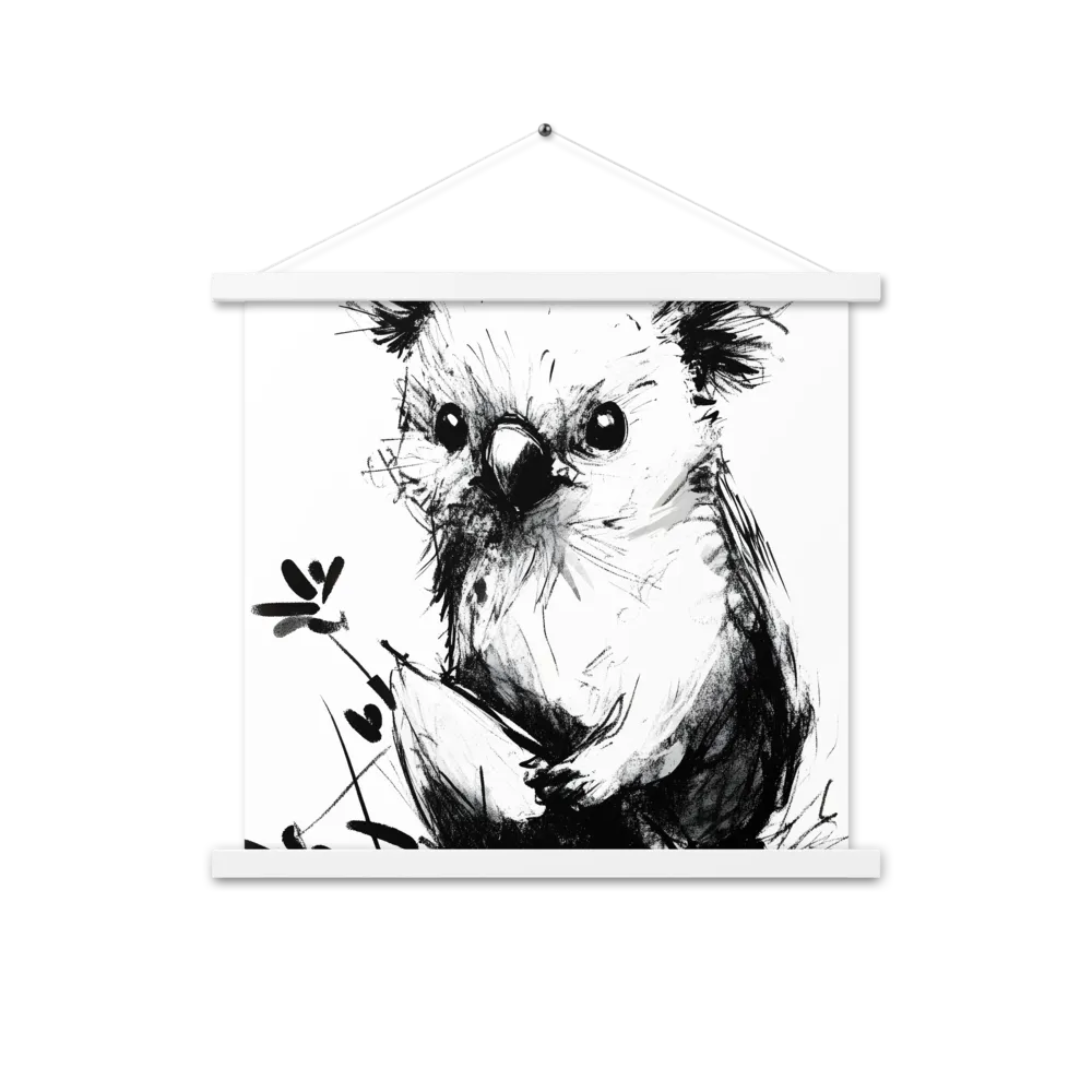 Whimsical Koala in Ink | Poster With White Wood Hanger | 18″×18″