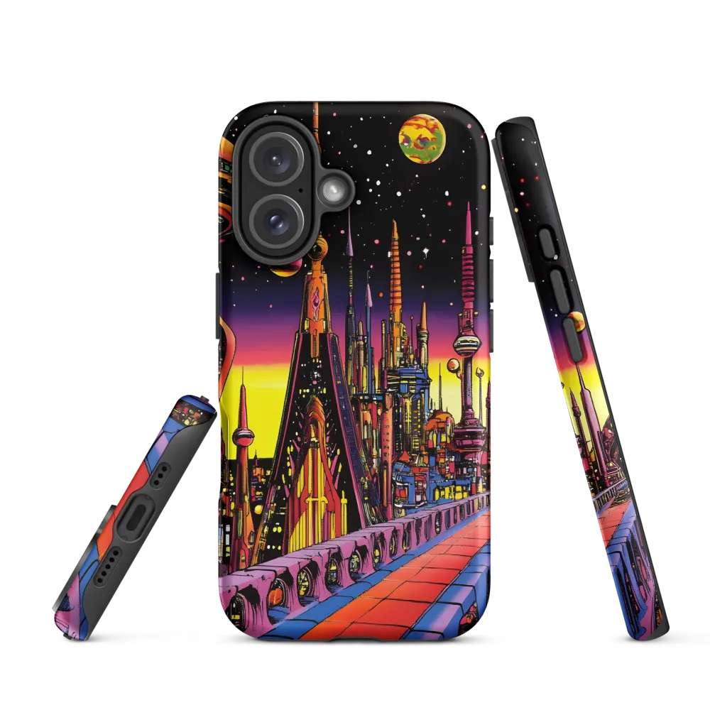 Futuristic Cosmos: A Journey Through Neon Cities | Phone Case