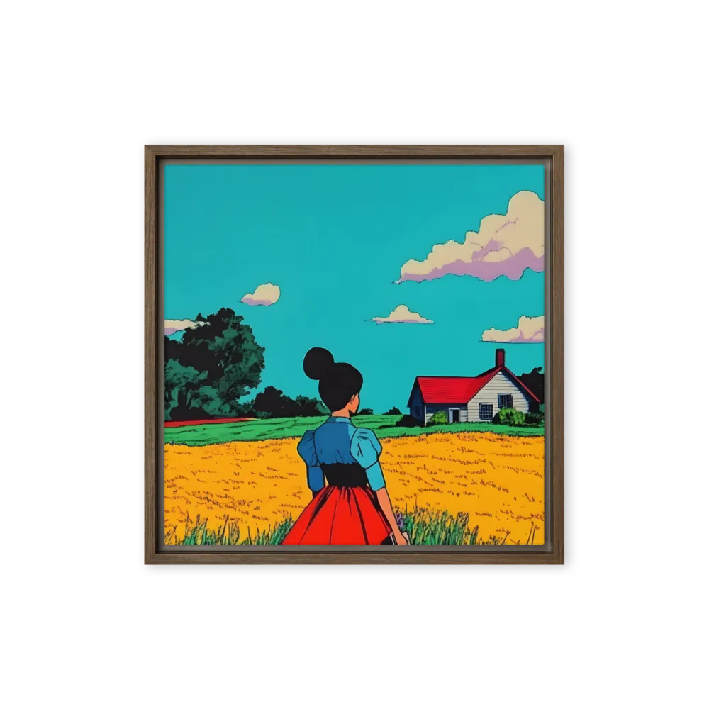 Whispers of a Sunlit Meadow | Canvas with Brown Frame | 16″×16″