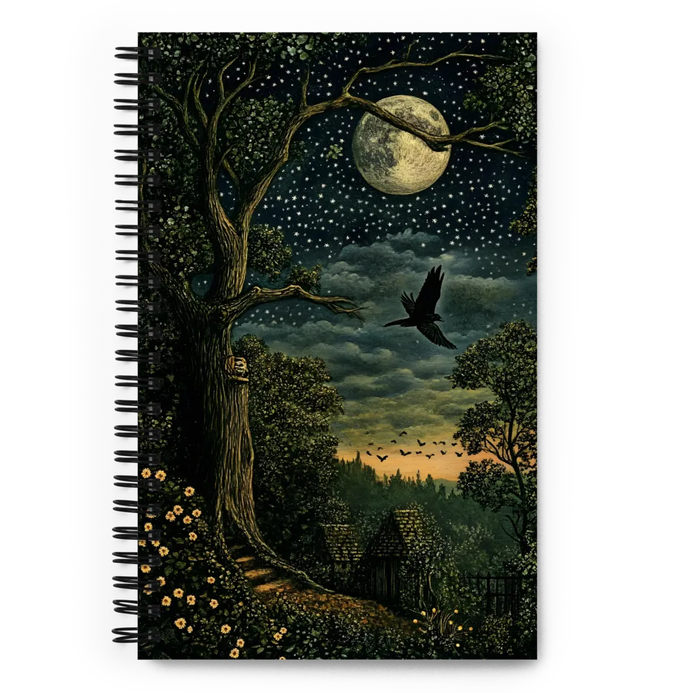 Mystical Nightscape Under the Full Moon | Spiral Notebook