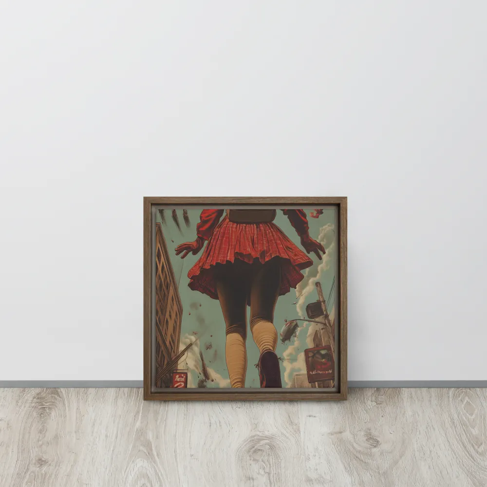 Flight of the Urban Dreamer | Canvas with Brown Frame | 12″×12″