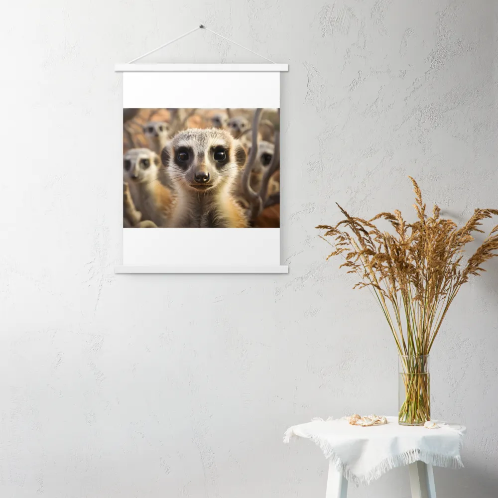 Curious Meerkats in Community | Poster With White Wood Hanger | 18″×24″