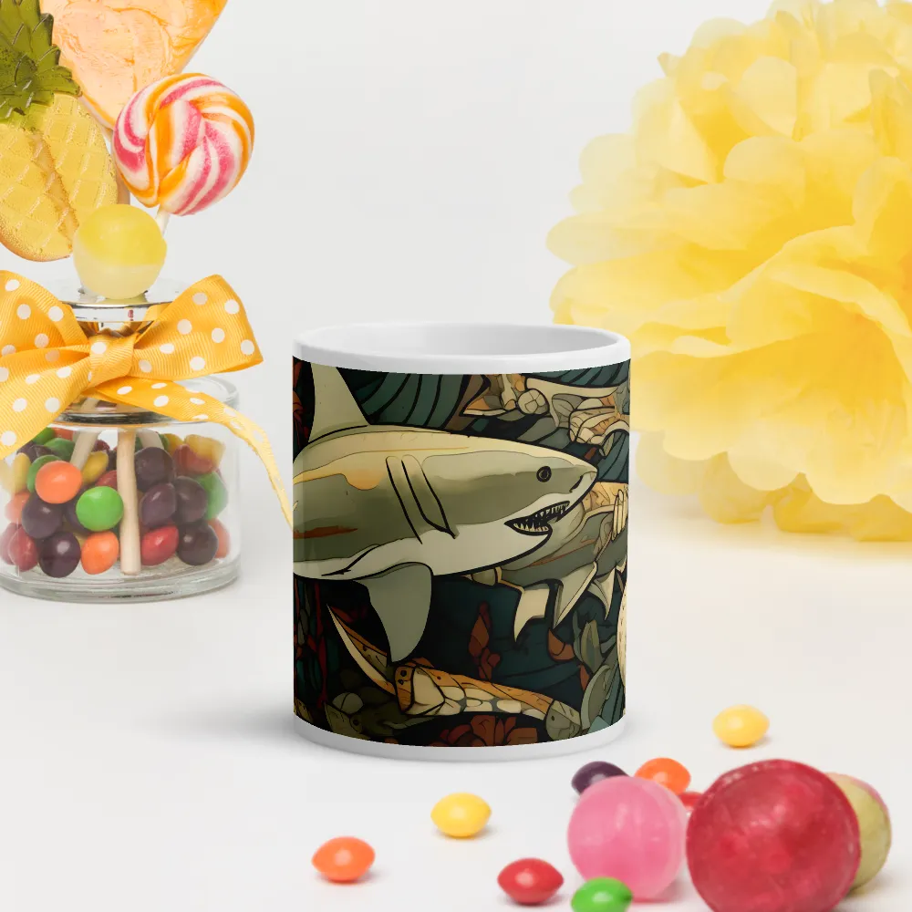 Dynamic Harmony of Sharks and Flora | Mugs | Multiple Sizes & Colors