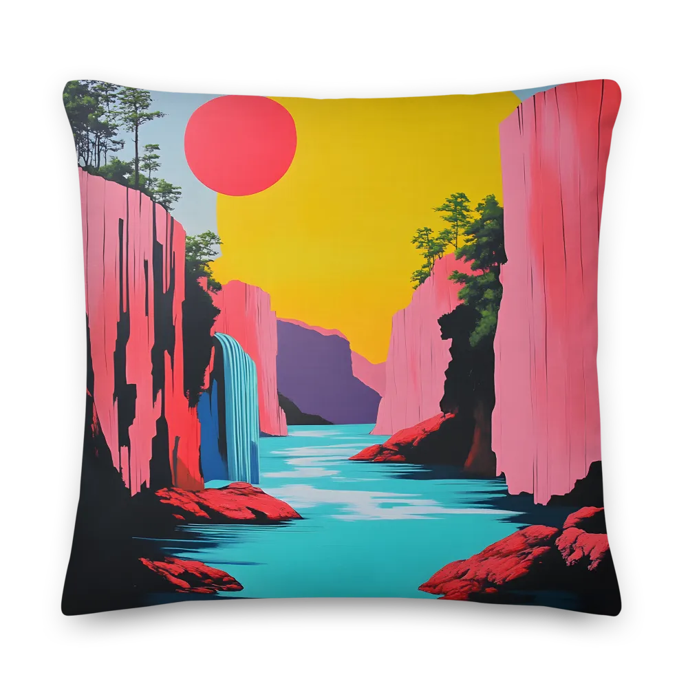 Dreamscape of Pink Cliffs and Turquoise Waters | Pillow | 22″×22″