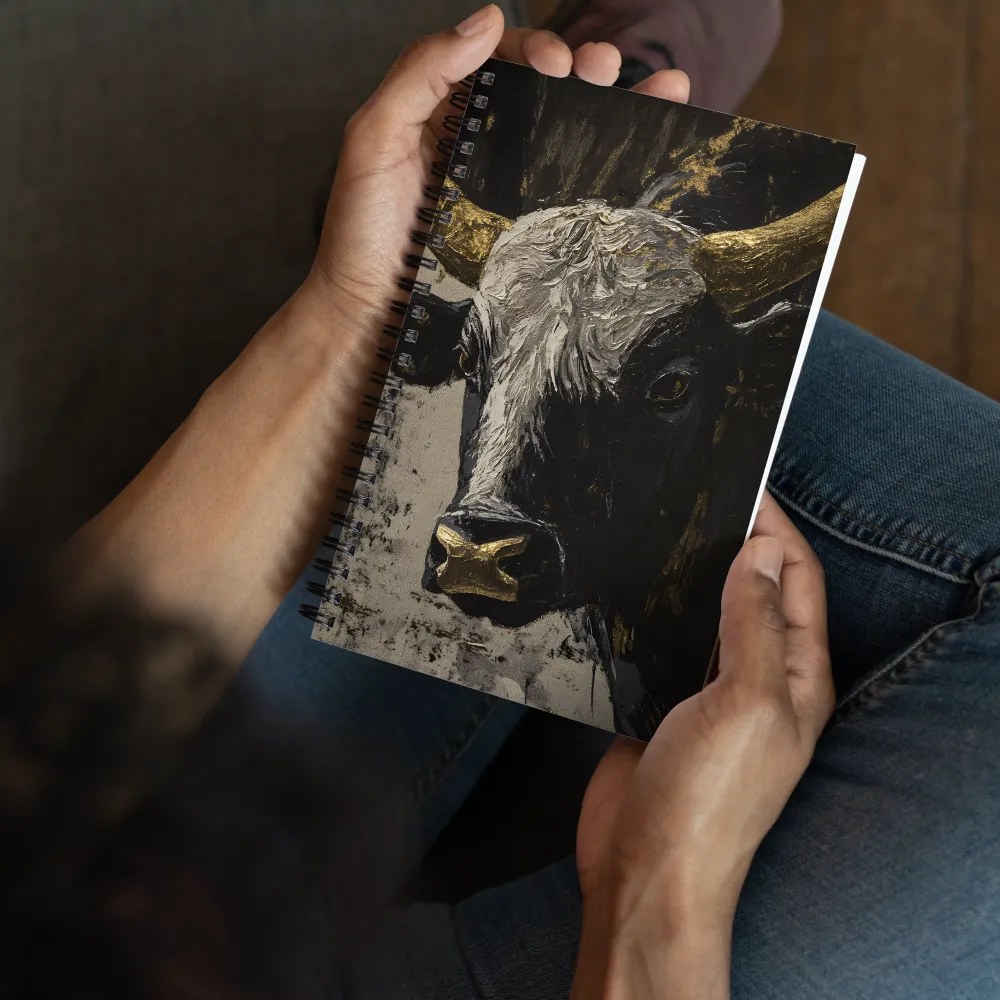 Majestic Bull: The Power in Black and Gold | Spiral Notebook