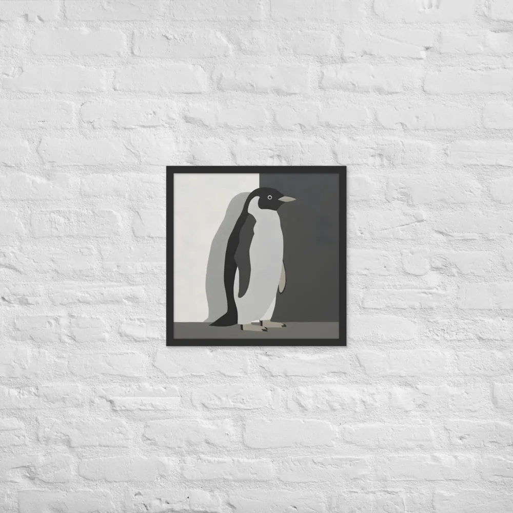 Monochrome Penguin 
 Poster with Black Frame | 18″x 18″