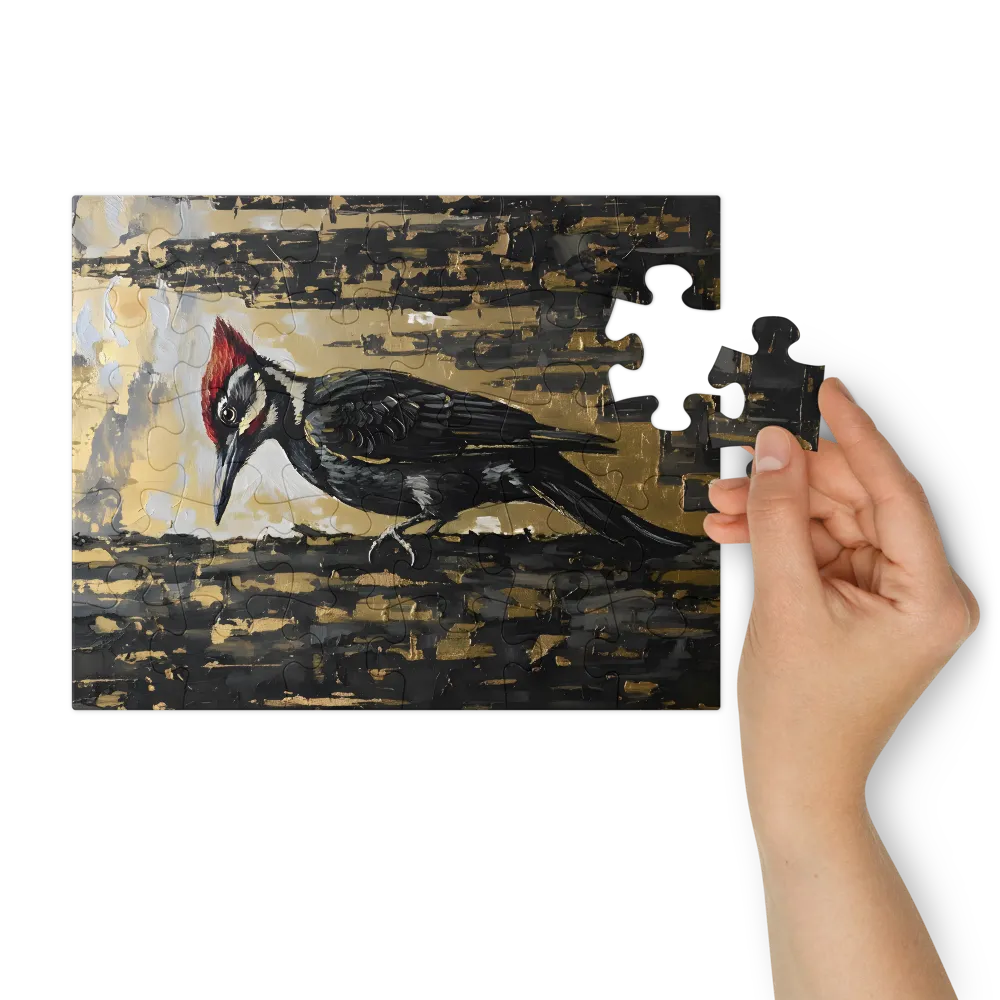 Gilded Woodpecker 
 Jigsaw Puzzle in Tin Box