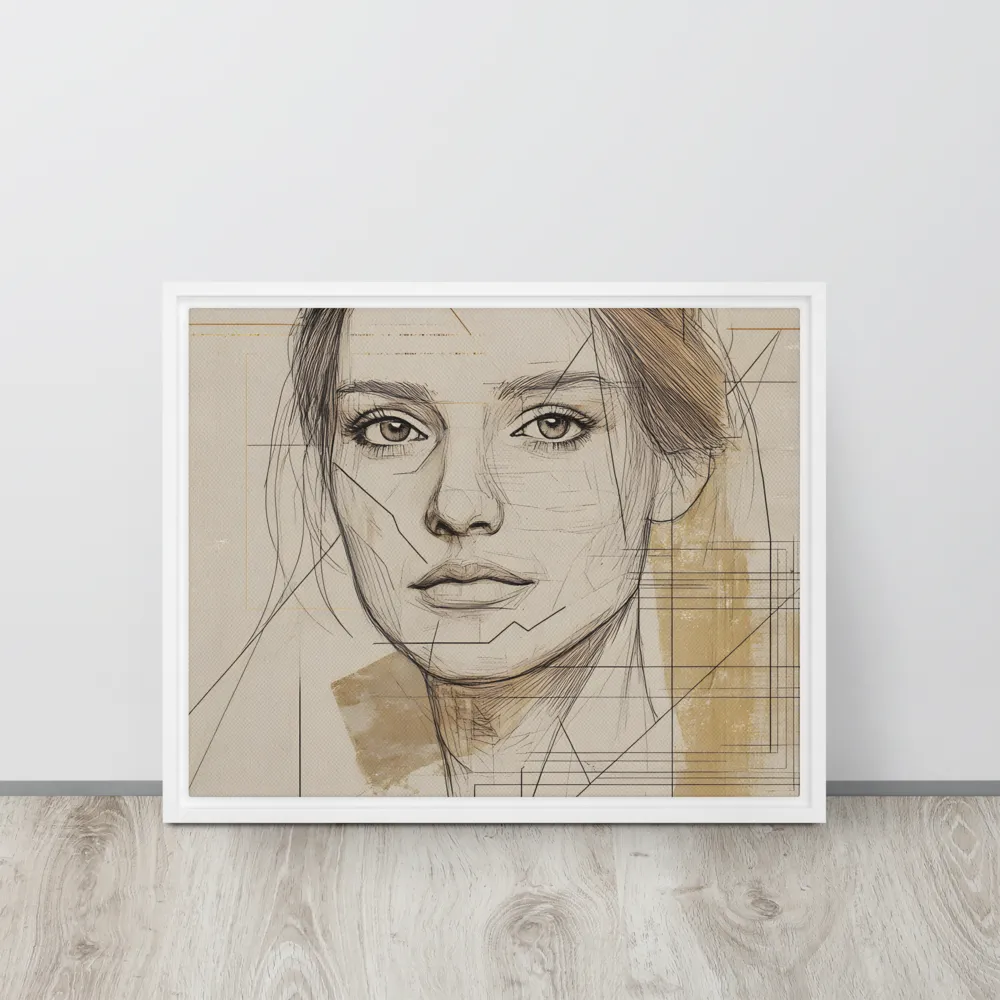 Geometric Elegance: A Modern Portrait | Canvas with White Frame | 16″×20″