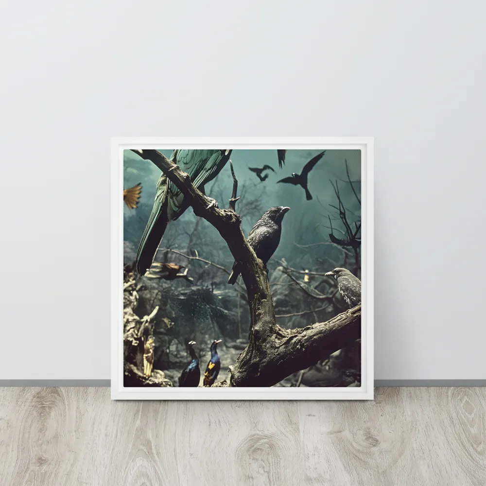 Whispers of the Avian Realm | Canvas with White Frame | 16″×16″