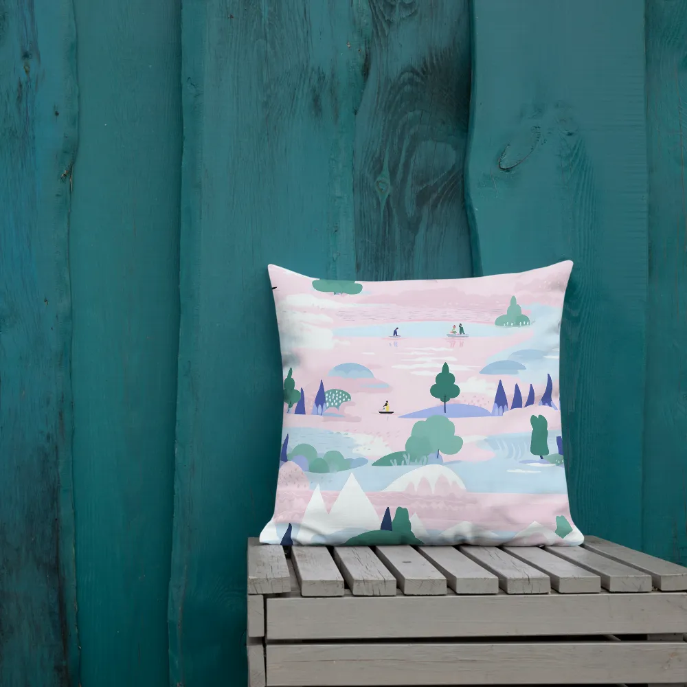 Tranquil Waters: A Dreamy Landscape | Pillow | 18″×18″