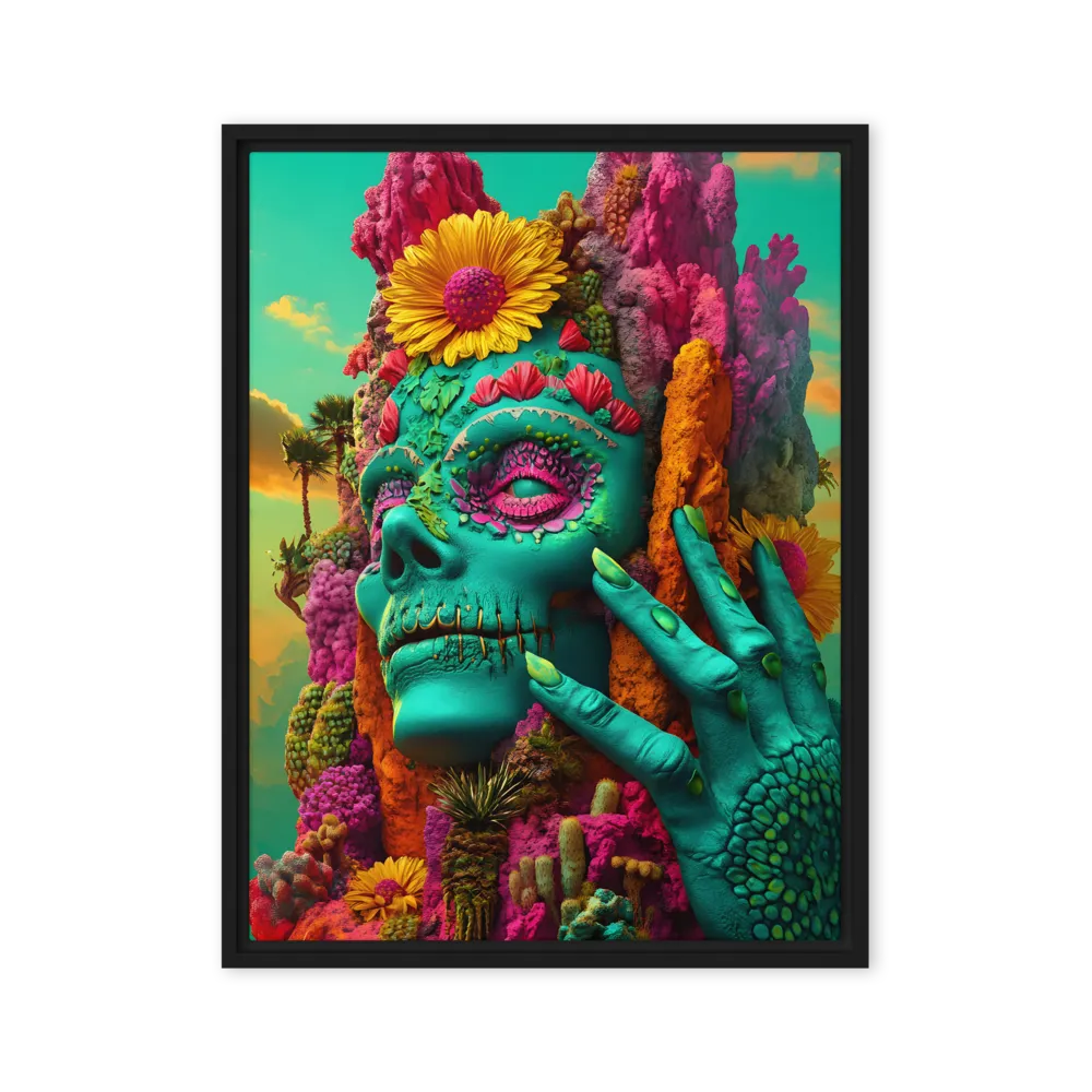 Ethereal Skull Garden | Canvas with Black Frame | 24″×32″