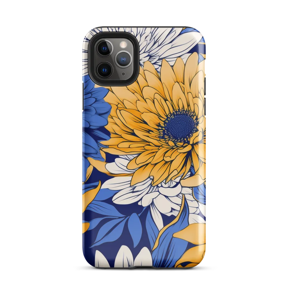 Floral Harmony in Blue and Yellow | Phone Case |  11 Pro Max | Tough Case | Glossy