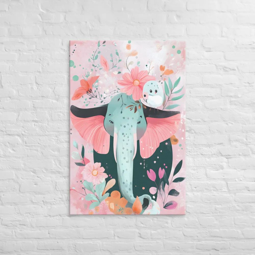 Whimsical Elephant in Bloom | Canvas | 32″×48″