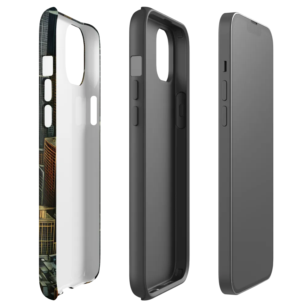 Urban Elegance: A Golden Cityscape | Phone Case |  14 Plus | Tough Case | Matte