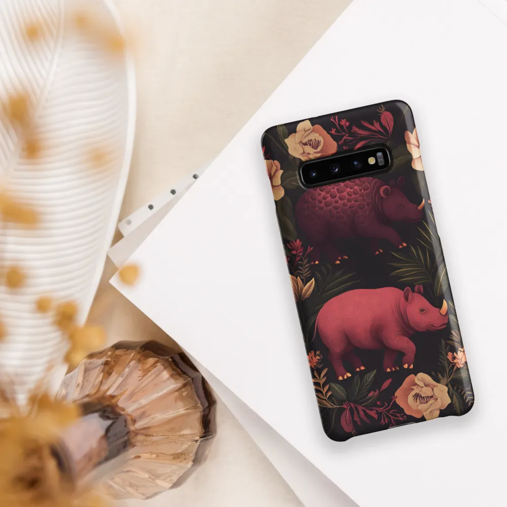 Rhinos in Floral Embrace
