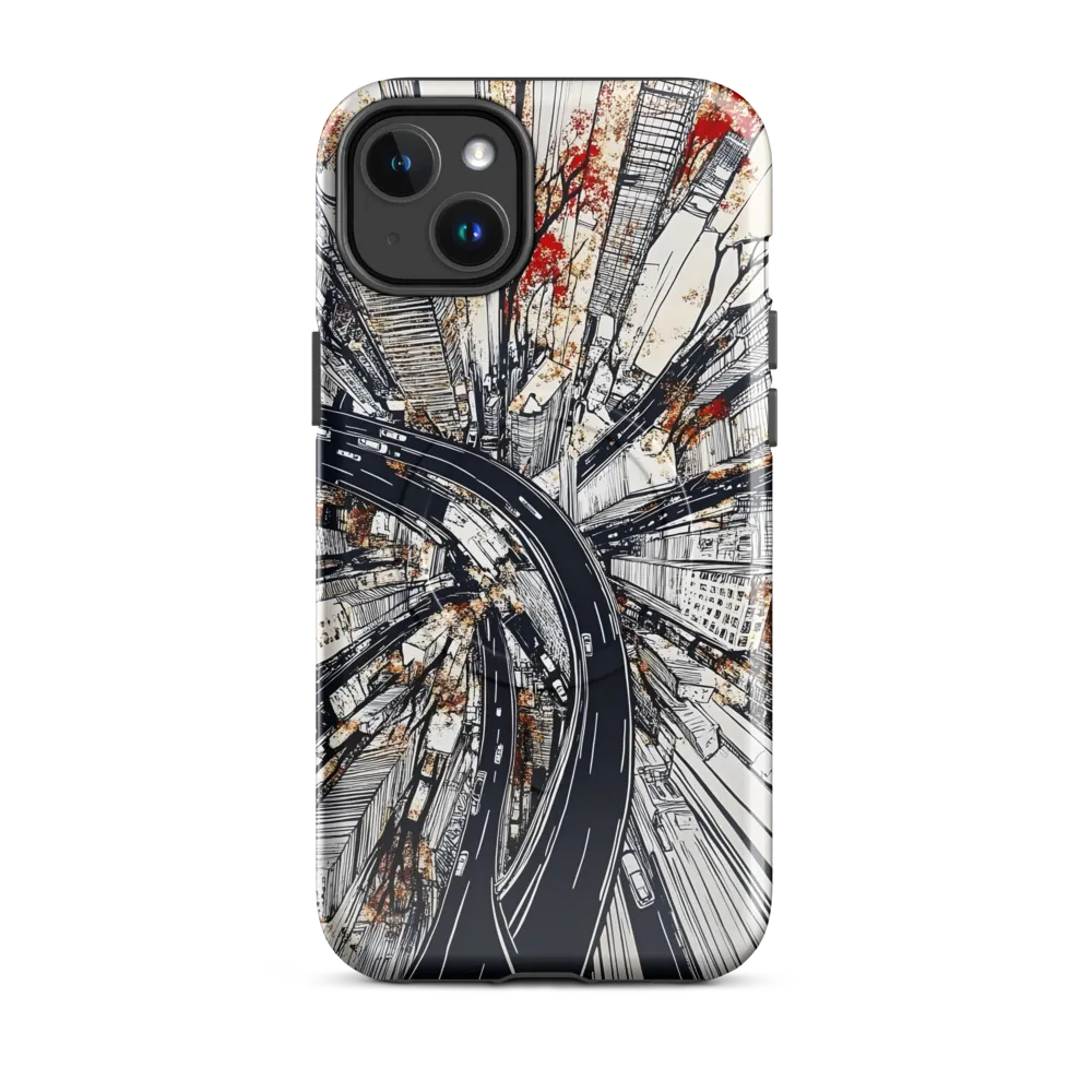 Urban Symphony: Aerial View of Life | Phone Case |  14 Plus | MagSafe® Tough Case | Glossy