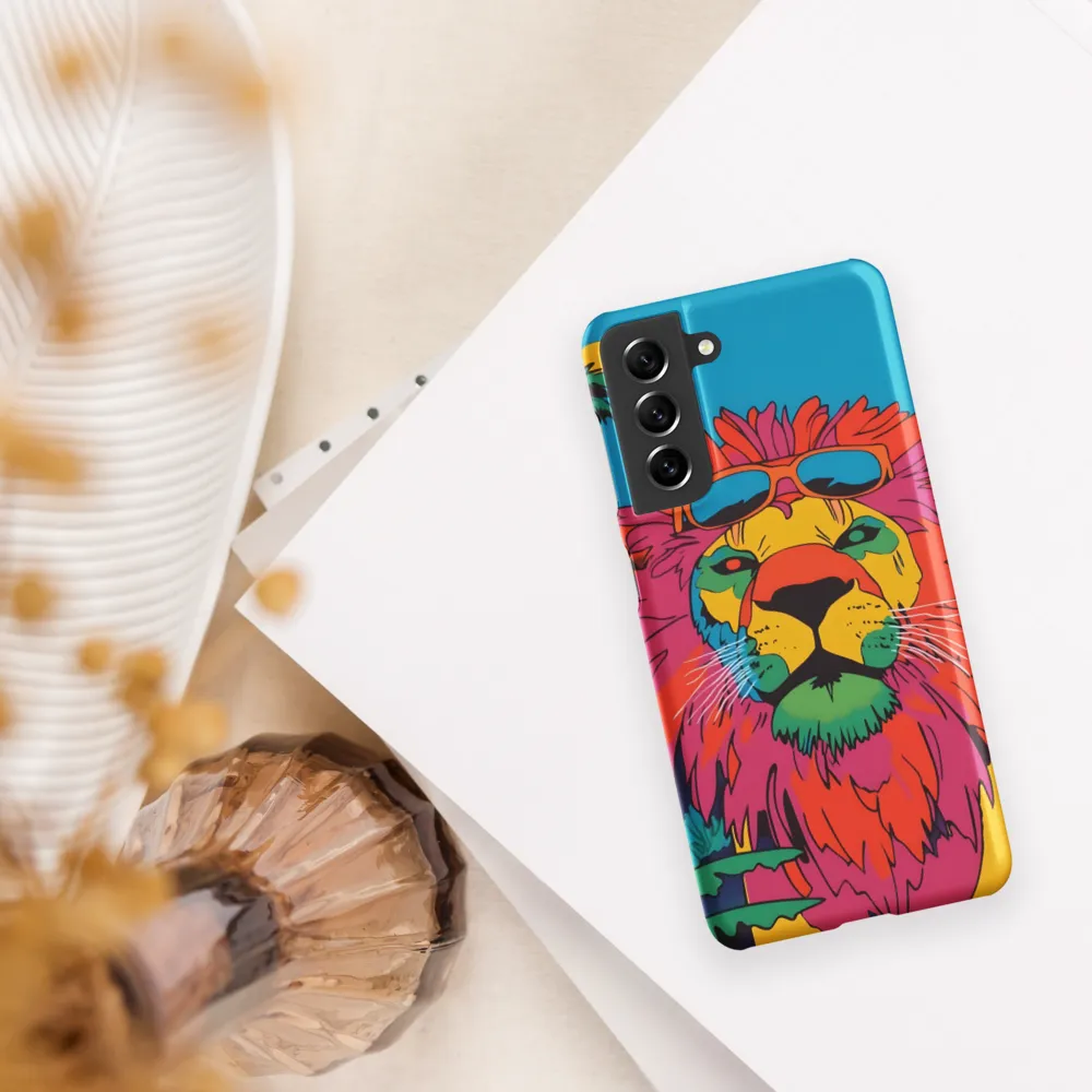 Lion with Sunglasses: A Vibrant Tropical Portrait | Phone Case |  S21 | Snap Case | Matte