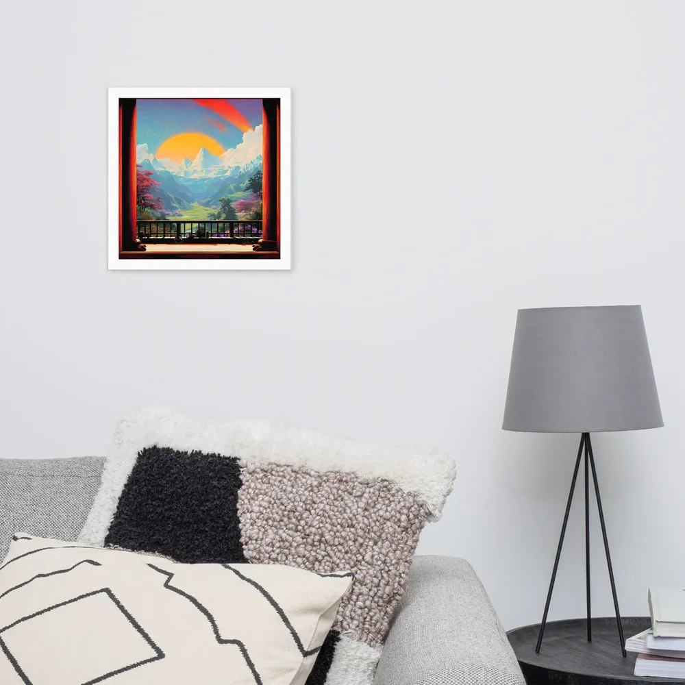 Golden Mountain Vista 
 Poster with White Frame | 14″x 14″