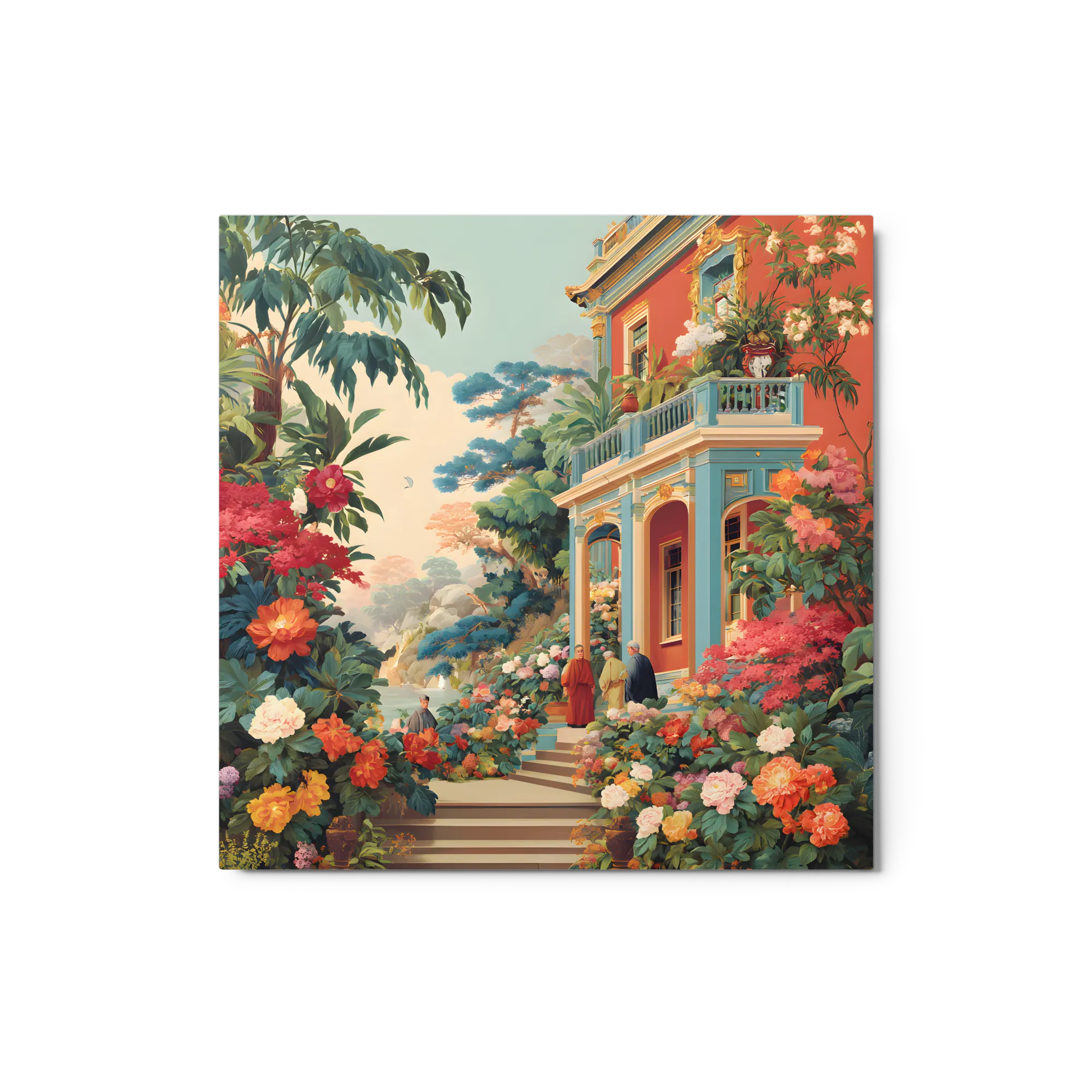 Tranquil Oriental Garden 
 Metal Print | 12″x 12″