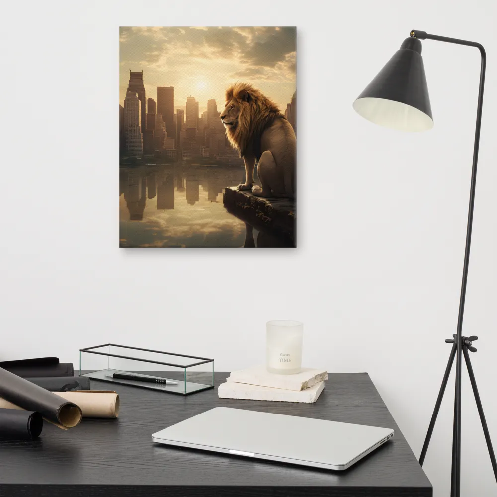 The Lion's Gaze Over the Urban Symphony