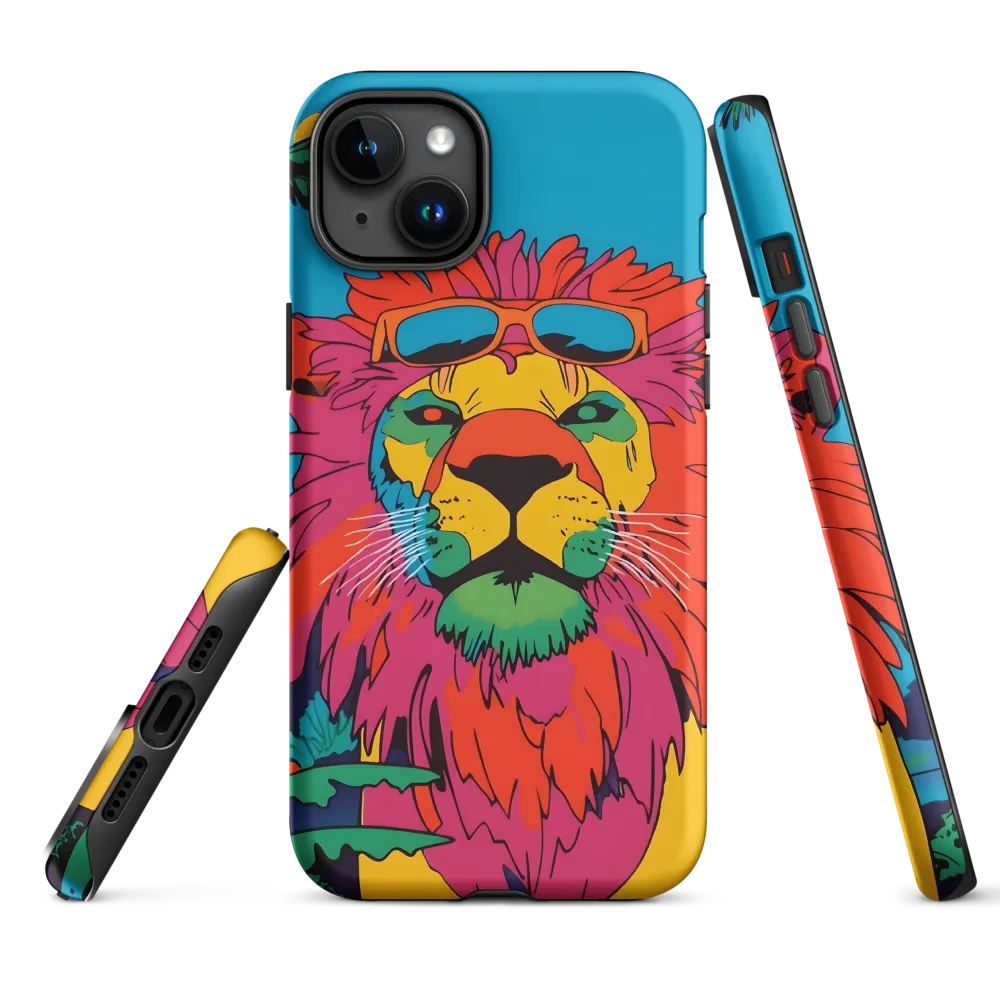 Lion with Sunglasses: A Vibrant Tropical Portrait