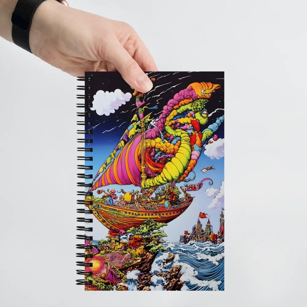 Voyage of Whimsy: A Surreal Sailor's Dream | Spiral Notebook