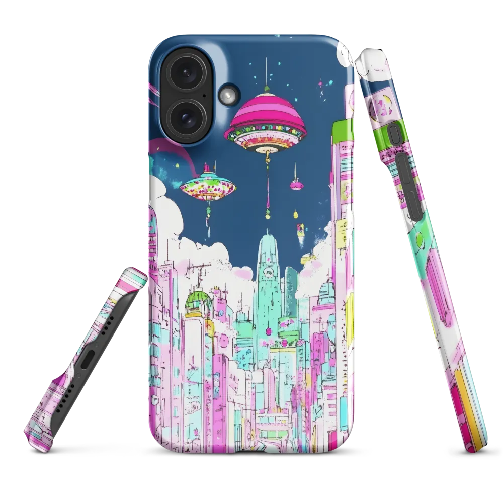 Futuristic Cityscape with Floating Structures | Phone Case |  16 Plus | Snap Case | Glossy