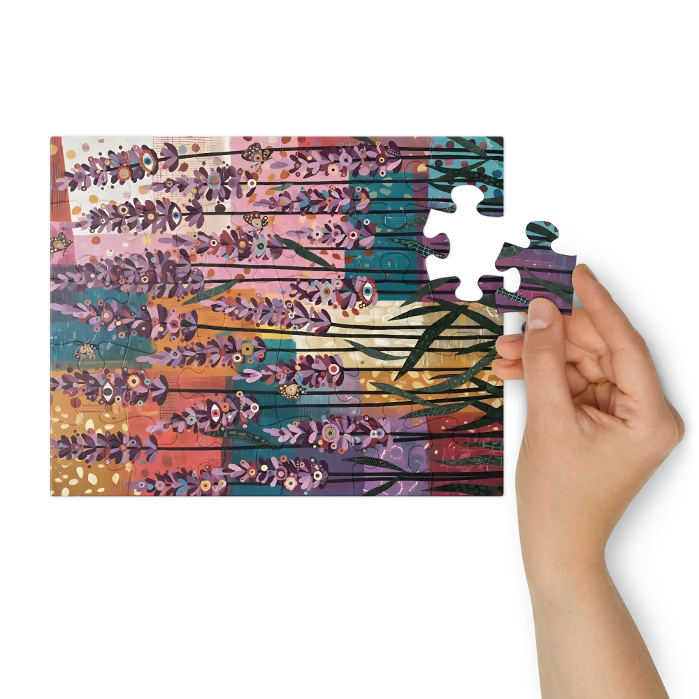 Patchwork Lavender 
 Jigsaw Puzzle in Tin Box