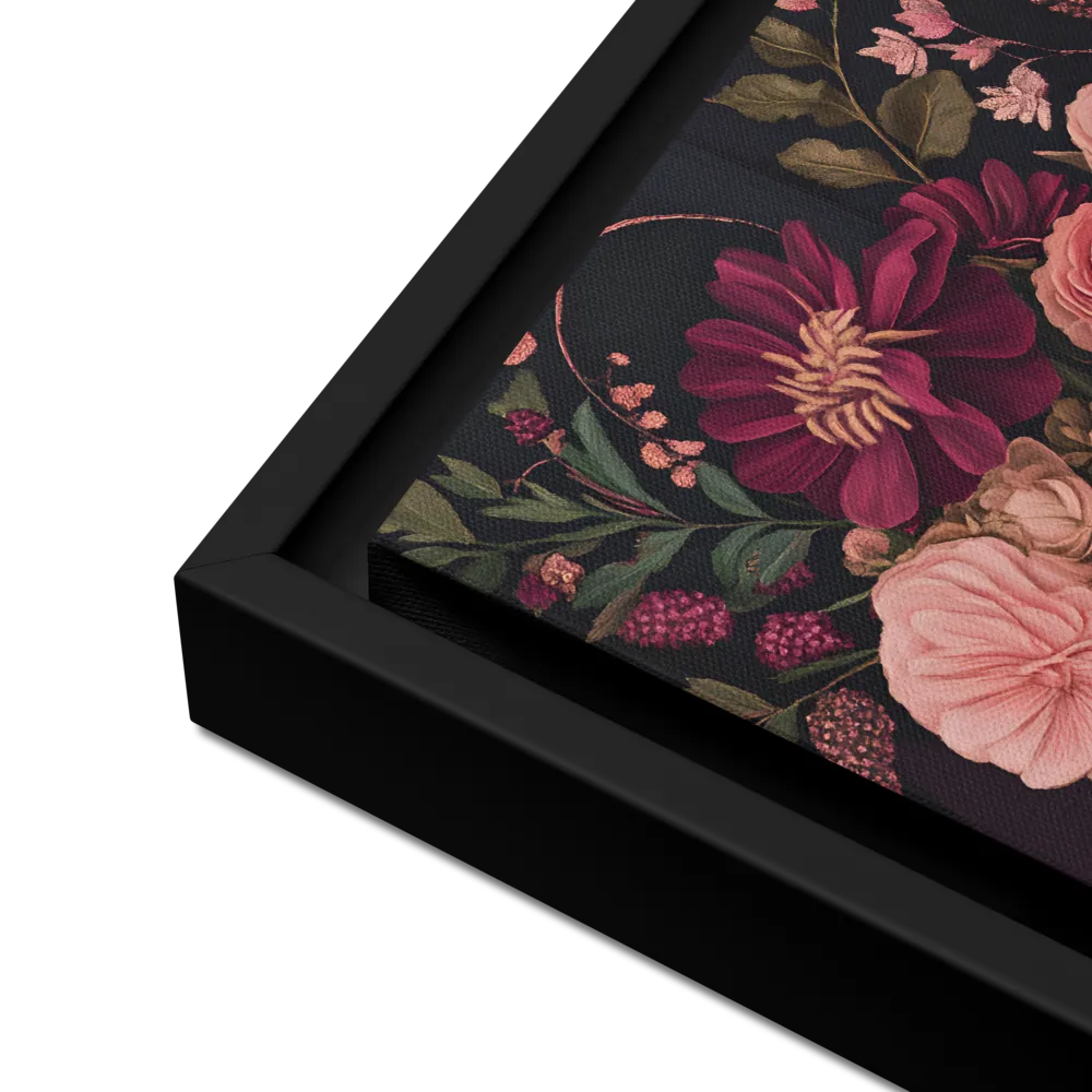 Botanical Elegance | Canvas with Black Frame | 12″×12″