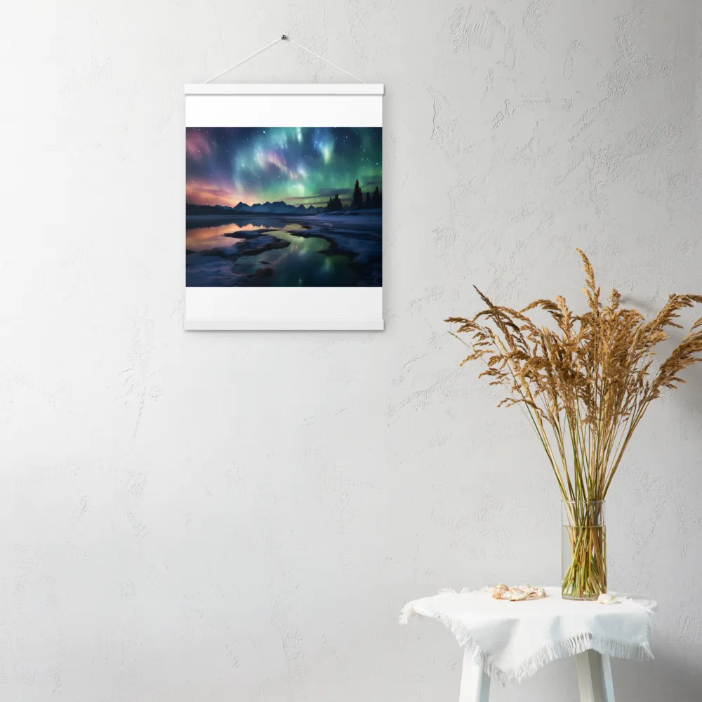 Ethereal Aurora: A Night Under the Stars | Poster With White Wood Hanger | 16″×20″