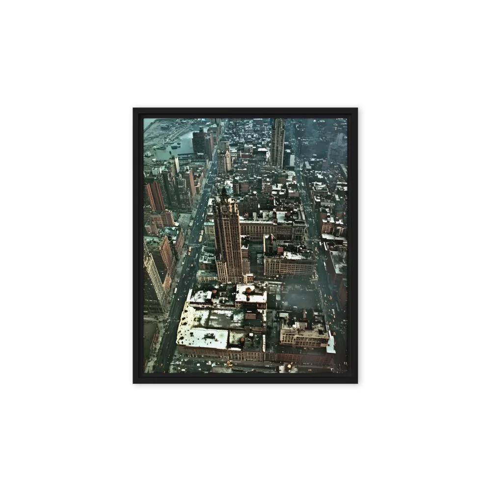 Aerial Symphony of Urban Life | Canvas with Black Frame | 8″×10″