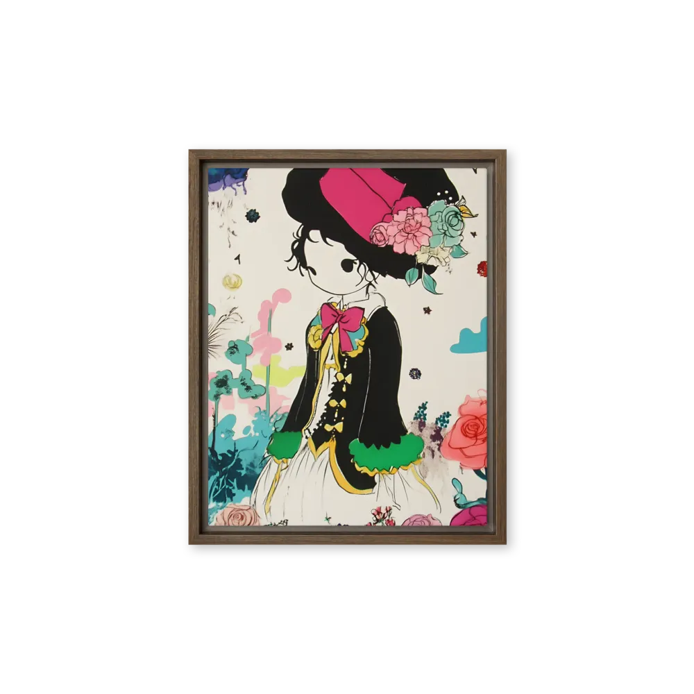 Whimsical Garden Reverie | Canvas with Brown Frame | 11″×14″
