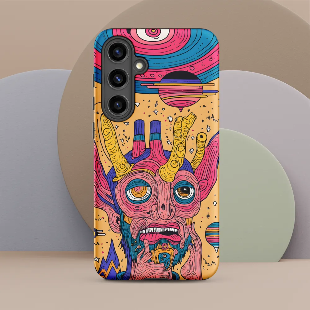 Horned Portrait on a Peach Field