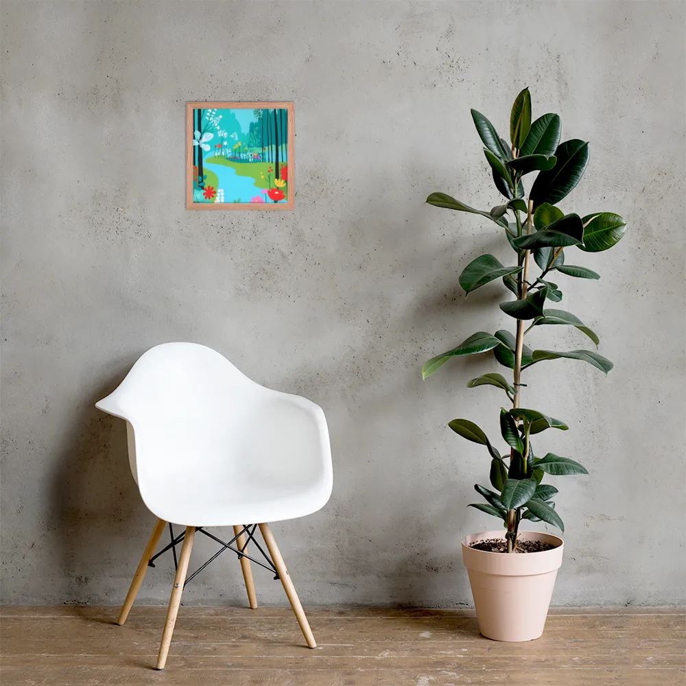 Whispers of Spring: A Colorful Retreat | Poster with Red oak Frame | 12″×12″