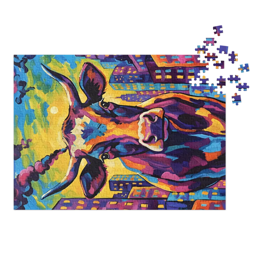 Technicolor Urban Bovine 
 Jigsaw Puzzle in Tin Box