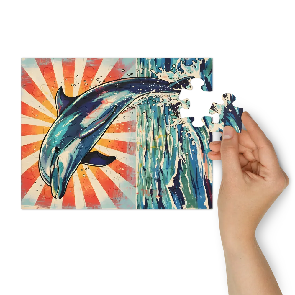 Sunburst Dolphin 
 Jigsaw Puzzle in Tin Box