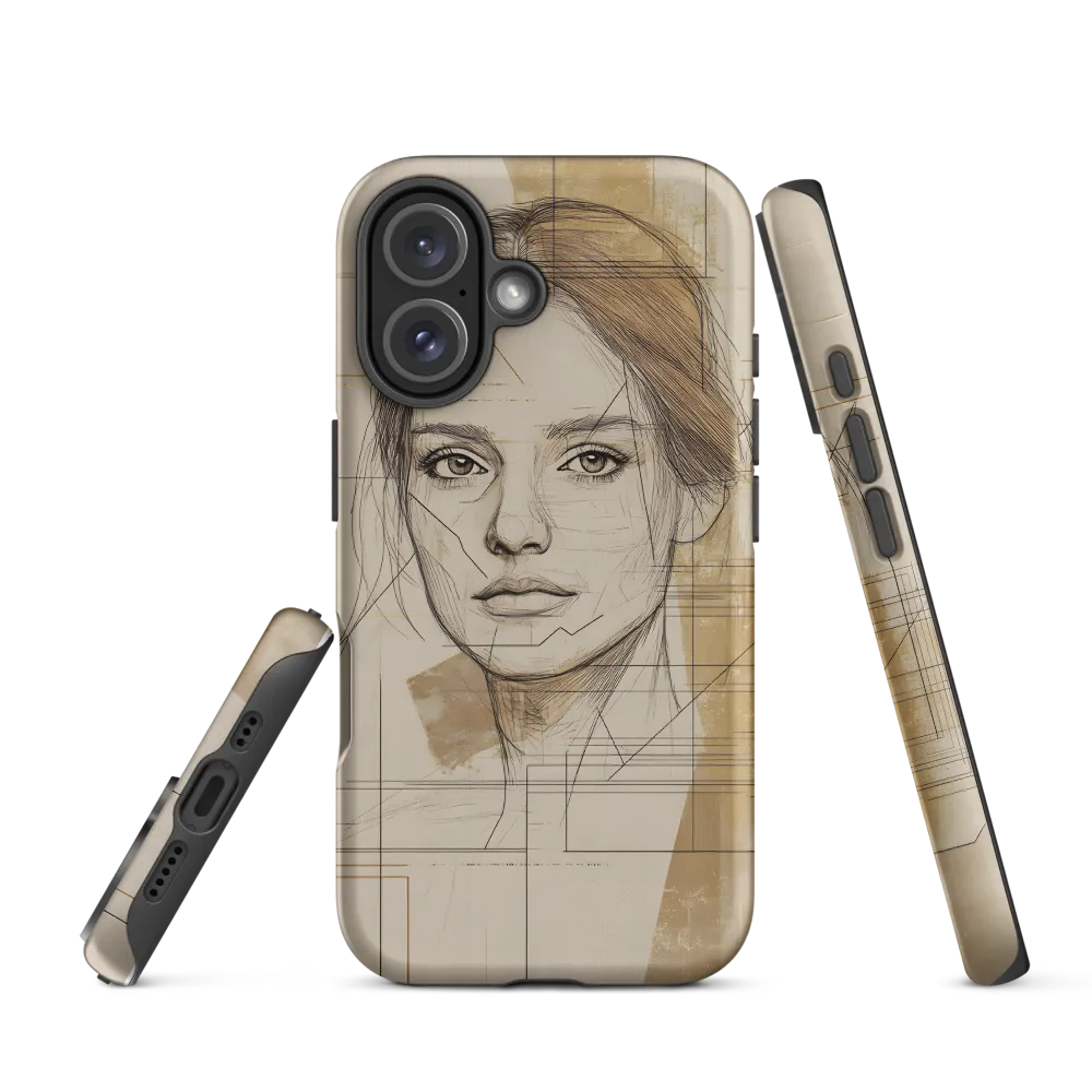 Geometric Elegance: A Modern Portrait | Phone Case |  16 | Tough Case | Matte