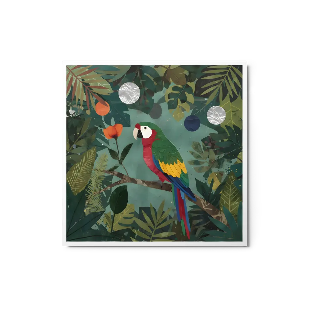 Canopy Parrot 
 Metal Print | 12″x 12″